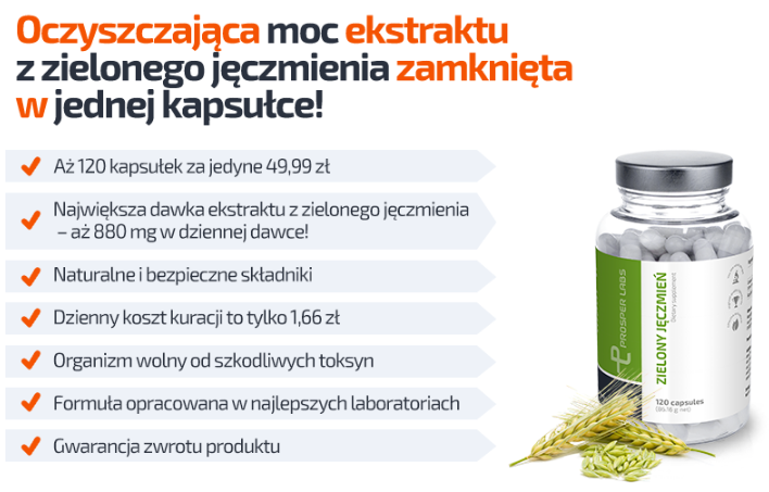 Zielony Jęczmień Prosper Labs - tabletki na oczyszczenie organizmu