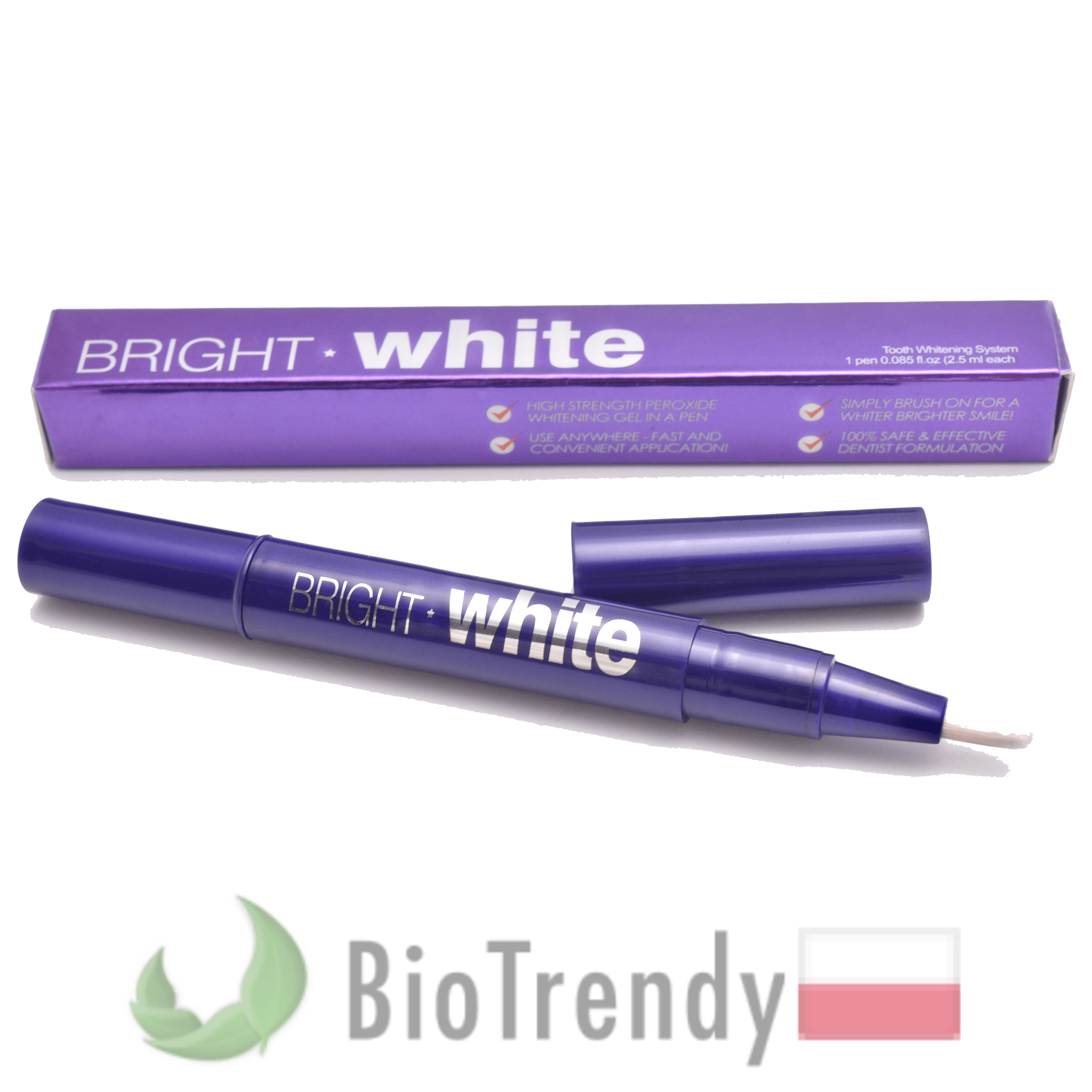 BioTrendy - Bright White Whitening Set Supreme Stripes + Pen PL - wybielanie zebow - snieznobialy usmiech