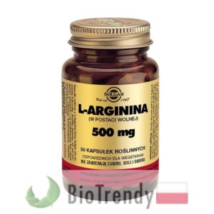 BioTrendy -Solgar L-Arginina 500 mg PL - tabletki na sprawnosc seksualna – tabletki na potencje