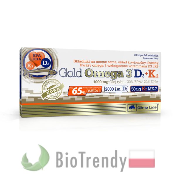 BioTrendy - Gold Omega 3 D3 + K2 PL - nienasycone kwasy tłuszczowe - kwasy tłuszczowe omega 3
