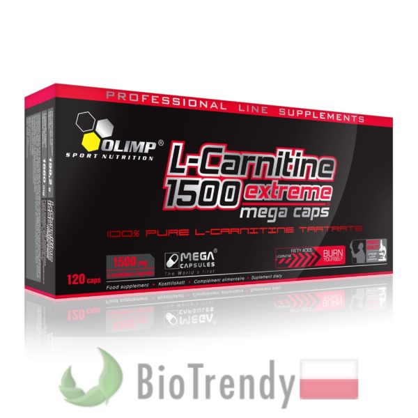 BioTrendy - L-Carnitine 1500 Extreme Mega Caps PL - tabletki na przyrost masy miesniowej – tabletki na mase miesniowa