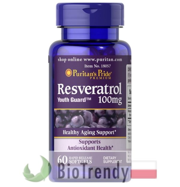BioTrendy - Puritan's Pride Resweratrol 100 mg PL - tabletki na zmarszczki – tabletki na stres oksydacyjny